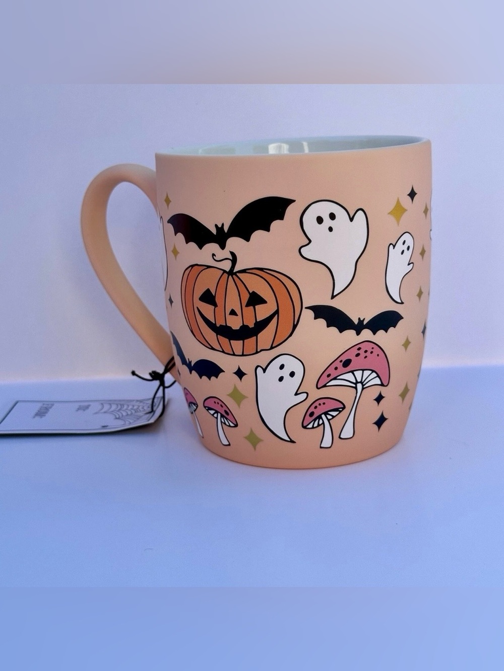 NWT Cobwebs & Cauldrons Pastel Halloween Ghost Mushroom Mug
